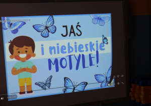 Przedszkolne obchody Dni Autyzmu - na zdjęciu kadr z filmu ,,Jaś i niebieskie motyle"
